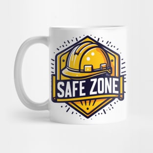 Safe zone construction helmet sign Mug